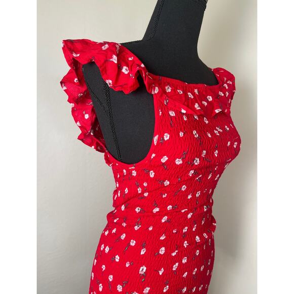 NWT Live 4 Truth Womens Cottage Boho Chic Cowgirl Floral Ruffle Mini Dress Red S - Picture 4 of 9